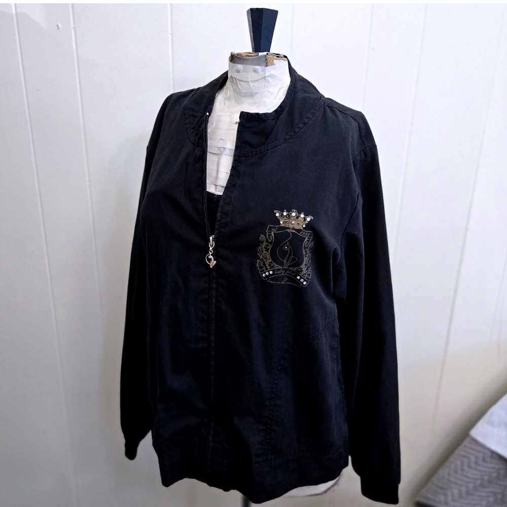 Vintage Baby Phat by Kimora Lee Simmons Black Bomber Jacket Womens‎ Medium Y2K